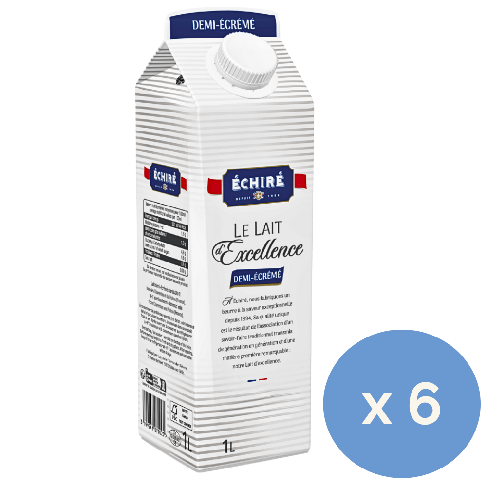 Echire Semi-Skimmed UHT Milk 1l x 6 BEST BEFORE 20/02/26