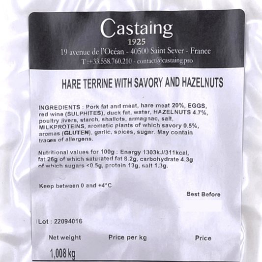 Castaing Hare and Hazelnut Terrine 1kg