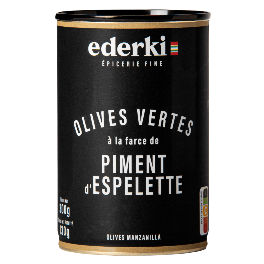 Ederki Green Olives With Espelette Chilli Pepper 300g