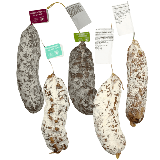 Farmhouse Saucisson Selection x 5 (Apple and Calvados, Chestnut Fig and Walnut, Fennel, Gamay, Wild Garlic)