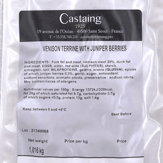 Castaing Venison Terrine with Juniper Berries 1kg