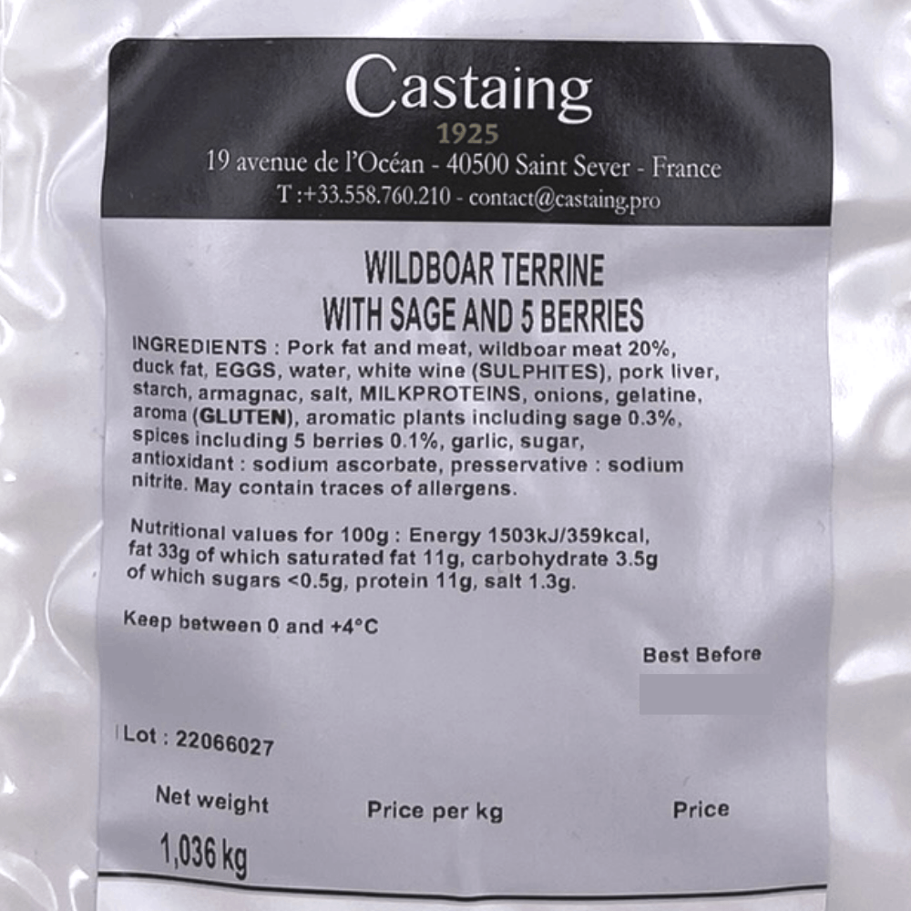 Castaing Wild Boar Terrine 1kg