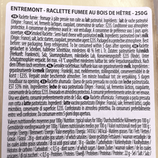 Smoked Raclette Entremont 250g