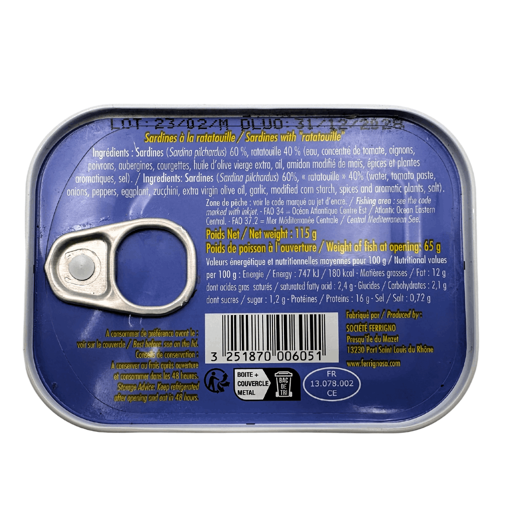 Ferrigno Sardines with Ratatouille 115g