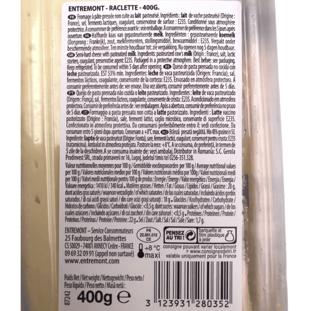 Raclette Sliced Entremont 400g