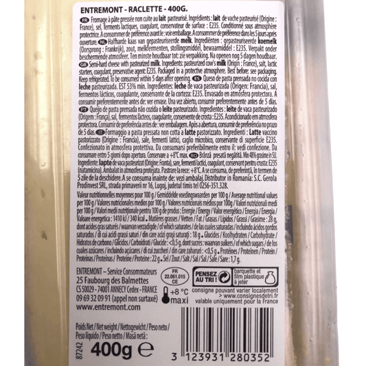 Raclette Sliced Entremont 400g
