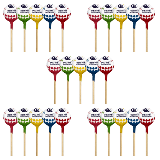 Pierrot Gourmand Round Cola & Fruits Lollipops x 25