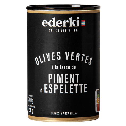 Ederki Green Olives With Espelette Chilli Pepper 300g