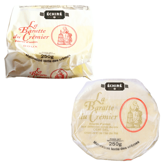 Echire Baratte Churned Butter Duo Unsalted 250g & With Sea Salt Crystals 250g